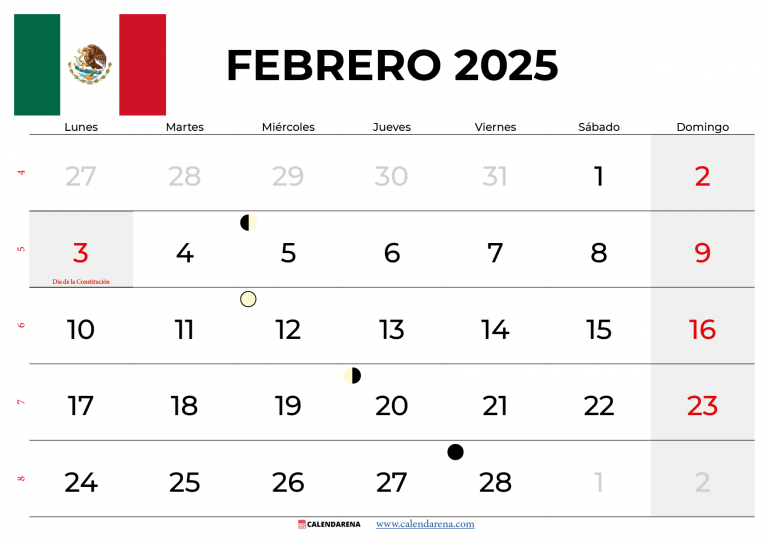 Calendario-Febrero-2025-Mexico
